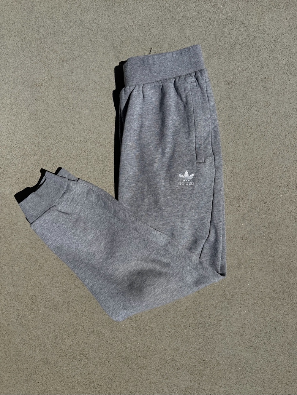 Adidas Originals Girls Gray Trefoil Fleece Jogger Sweatpants Size Medium 11-12Y